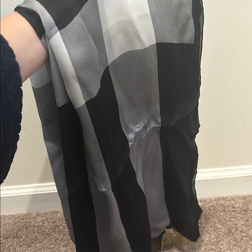 Burberry Navy Blue, White, Light Blue, and Black Satin Scarf - Picture 4 of 6